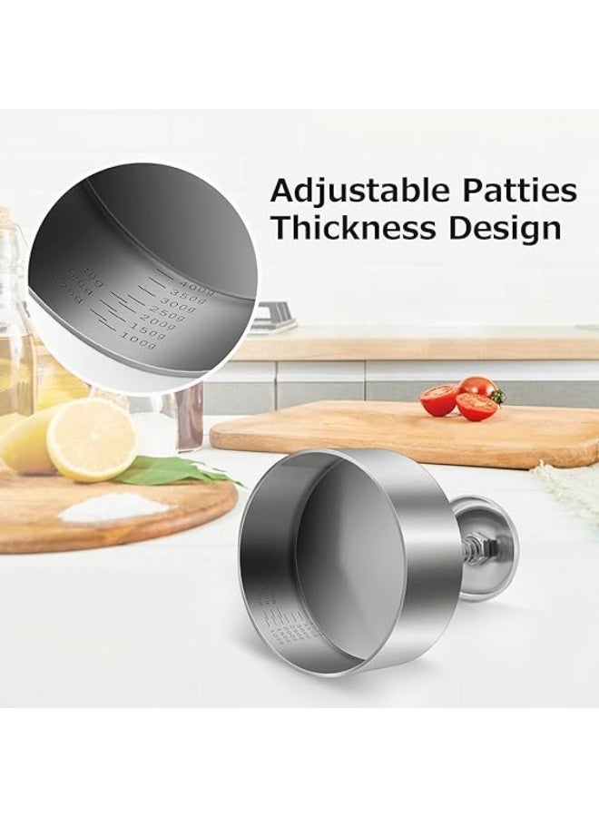Stainless Steel Adjustable Hamburger Patty Maker, Burger press, Non Stick Patty making molds are suitable for beef, vegetables, burgers and Cooking,BPA free-Ideal for BBQ, silver - Image 2